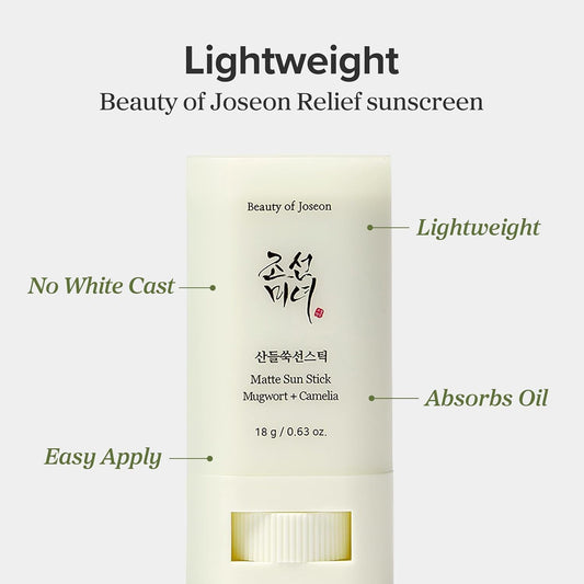 Beauty of Joseon Matte Sun Stick : Mugwort + Camelia 18g - SPF50+ PA++++